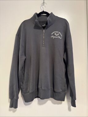 Hollister Men's Gray Fleece Quarter-Zip